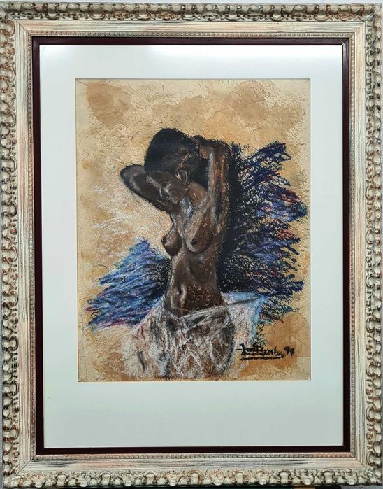 Pintura original a Pastel s/Papel reciclado José Barbosa