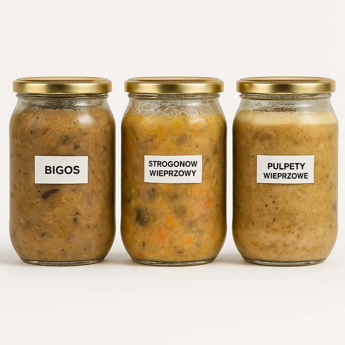 Zestaw 10 słoików wekowanych 0,9 l z obiadami wysyłka paczka termo
