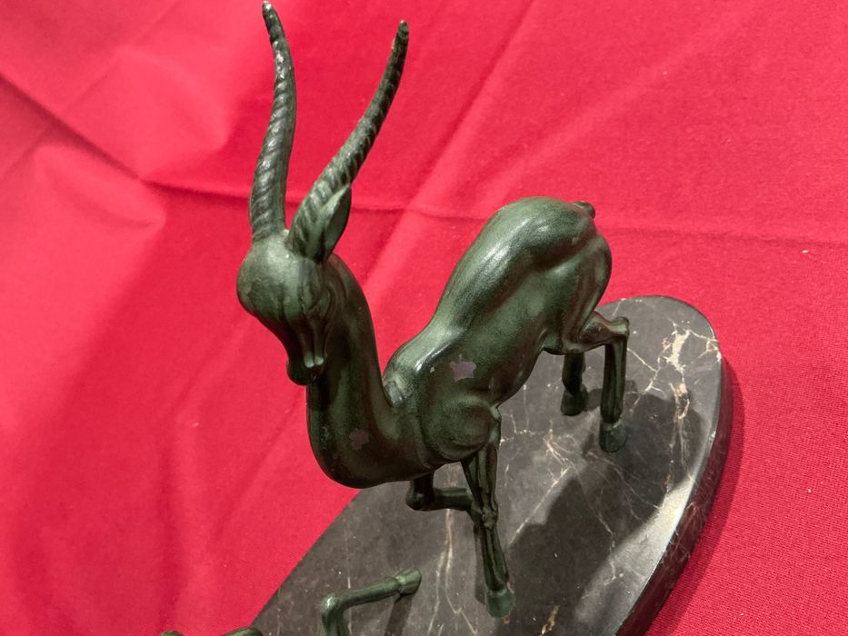 Pisa papéis escultura veados meta mármore c 27x19 cm,   Anúncios abaixo