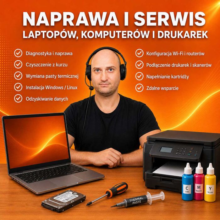 Konserwacja laptopów, komputerów, drukarek