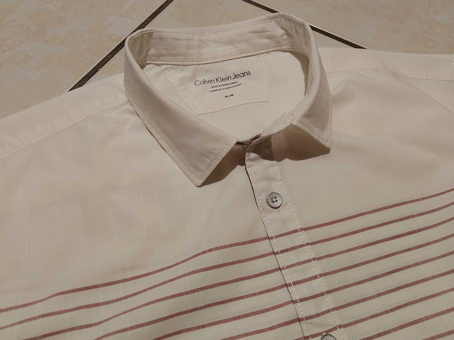 CALVIN KLEIN USA - NOWA! z LOGO Koszula Męska krótki rękaw rozmiar L