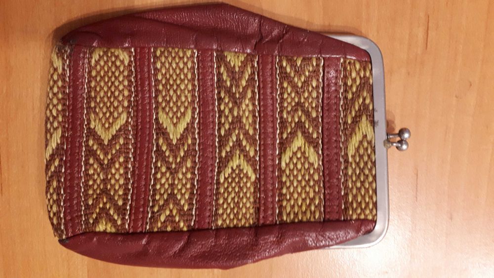 Kosmetyczka na drobiazgi, ze skóry i tkaniny, vintage