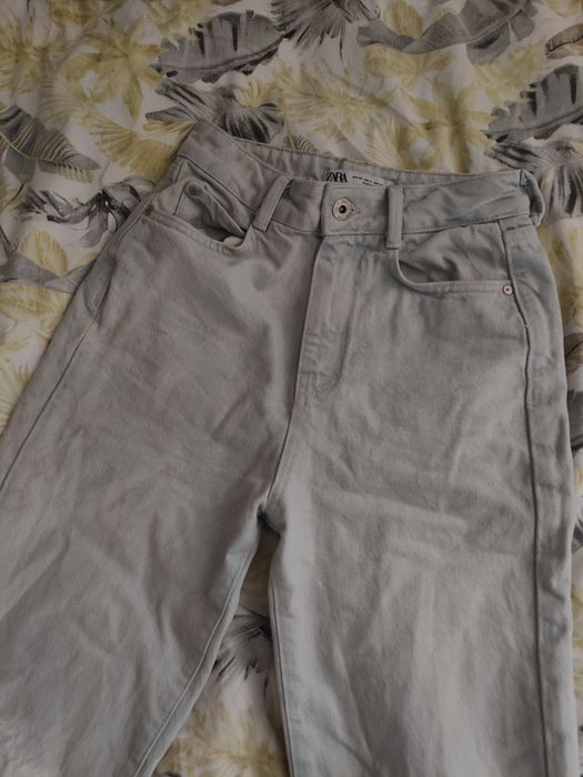 Spodnie straight/mom fit szare Zara rozmiar Xxs