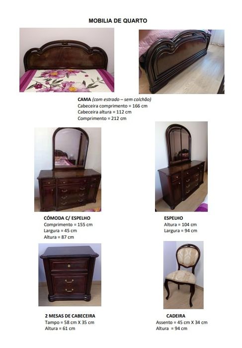 Vendo mobília de quarto em raiz de nogueira