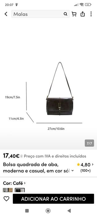 Bolsa marrom retangular