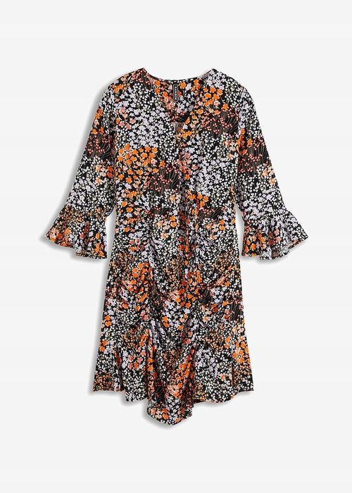 B.P.C sukienka z marszczeniami wielokolorowa w kwiaty ^36