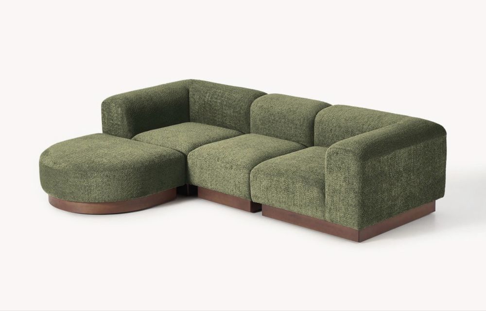 Sofa modułowa Teddy Boucle Natalie z pufem lewa/prawa Westwing