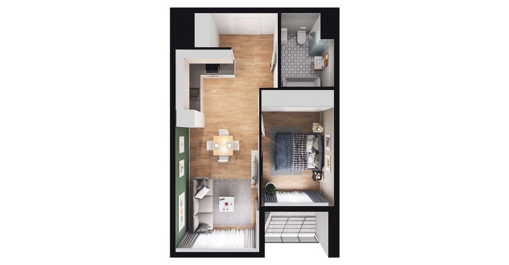 2-pokojowe mieszkanie 43m2 + loggia