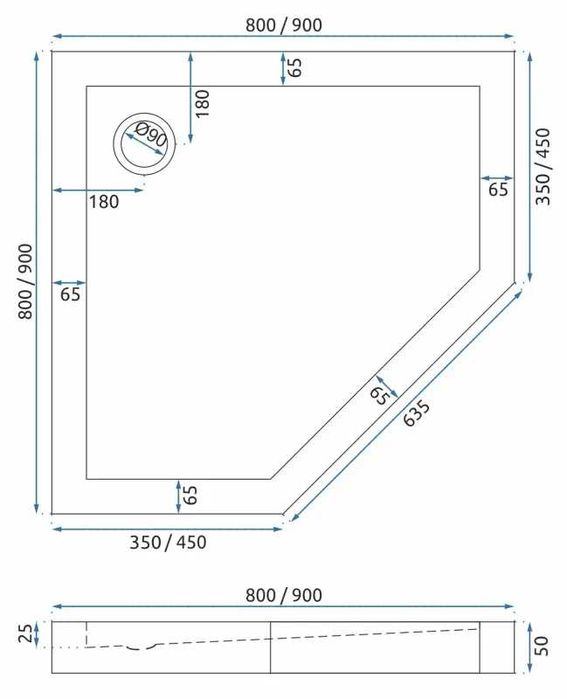 Brodzik prysznicowy pięciokątny Rea Diamond 80x80) (REA-K8544)