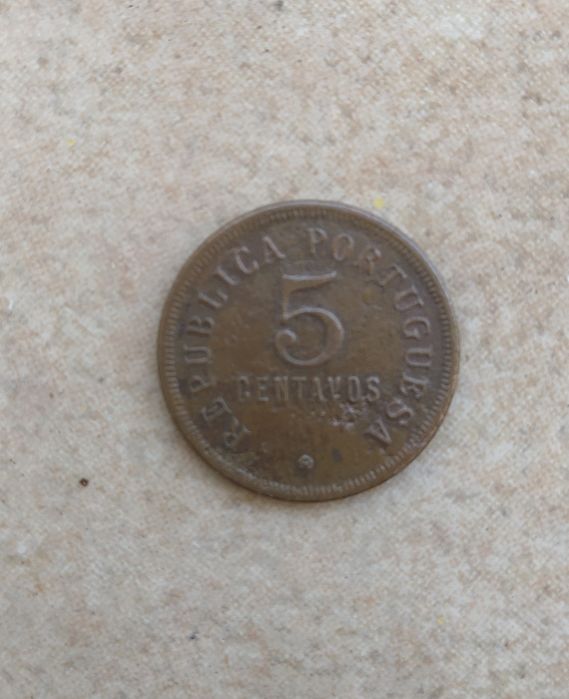 Moeda 5 centavos de Angola de 1923