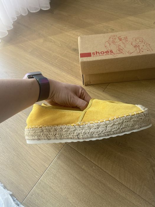 Nowe buty wiosenne żółte espadryle 37 plecione