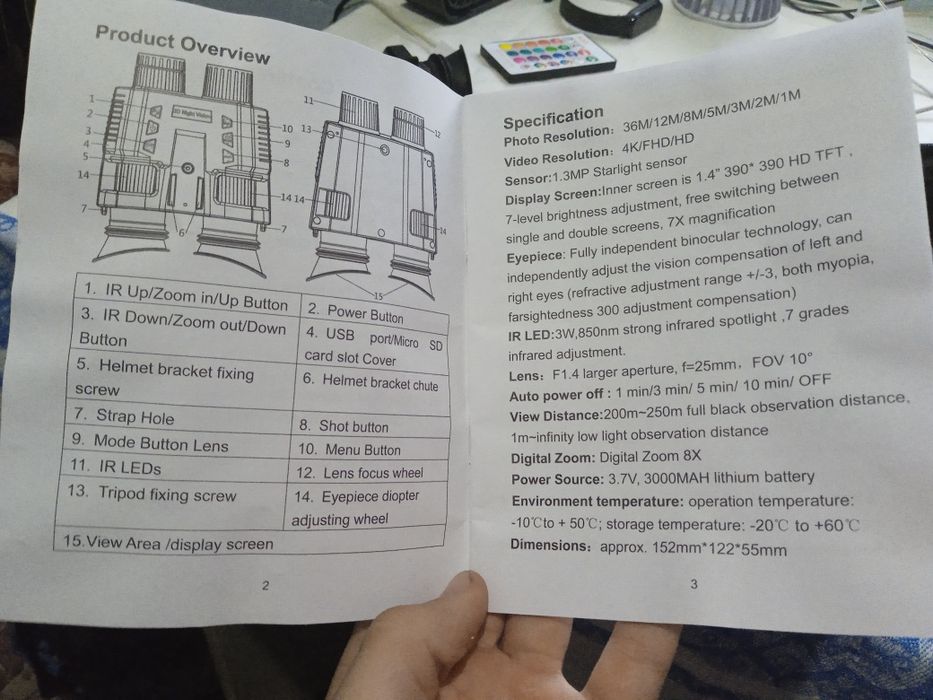 Очки ночного видения Night Vision. Полный комплект + чехол (ПНВ)