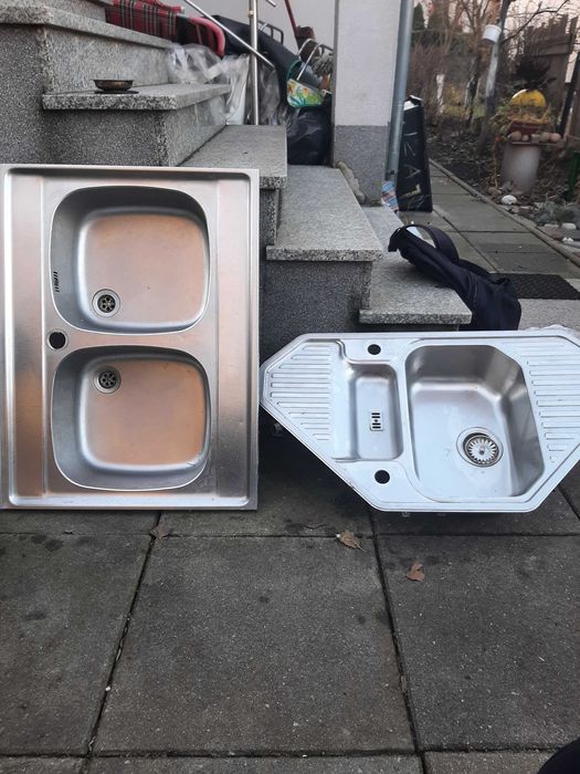 3 zlewy ze stali nierdzewnej stan bardzo dobry