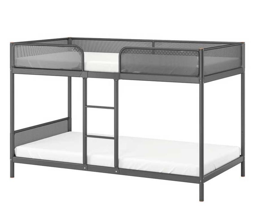 TUFFING Estrutura beliche, cinz esc, 90x200 cm + colchões