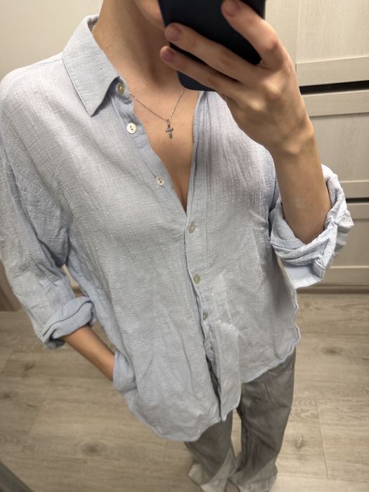 Рубашка блакитна Zara S