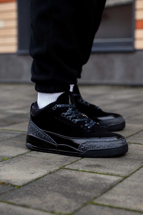 Чоловічі кросівки Nike Air Jordan Retro 3 «Black Cat» 1543. Розміри 40-45