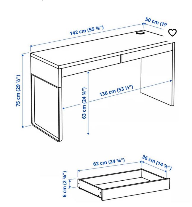 Secretaria Ikea Branca com 02 gavetas
