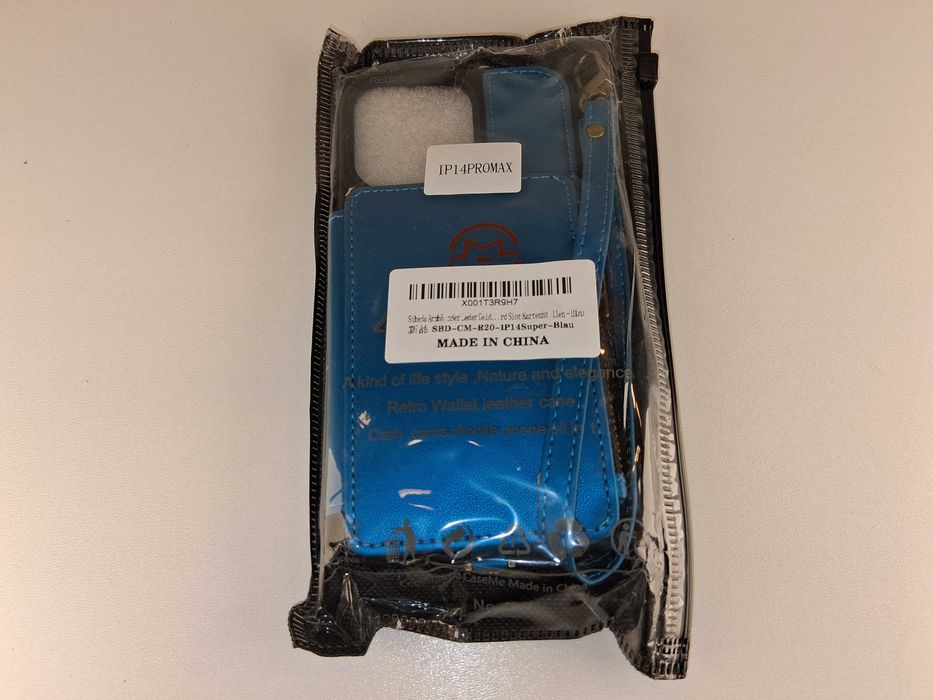 Y030 Etui Portfel Skórzany do iPhone 14 Pro Max CaseMe Niebieski