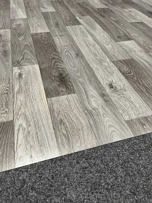 Wykładzina PCV Deska Panel Szaro-Beżowy Loft Fumed szerokość 4m