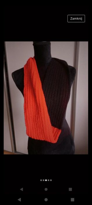 Ręcznie robiony szal komin dwukolorowy. 64 x 2,  x 18, nowy