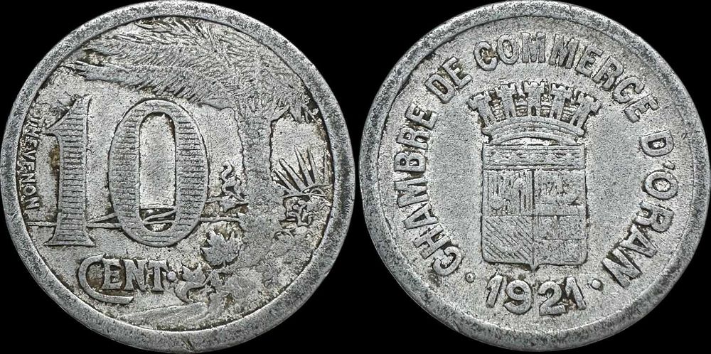 10 Cent - 1921 - Argélia - Chamber of Commerce - Comuna de Oran (Escassa)