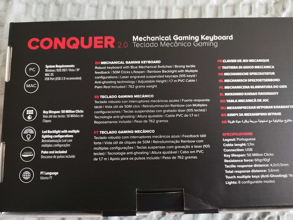 Teclado Gaming NPLAY Conquer 2.0 (Mecânico - Português - Preto)