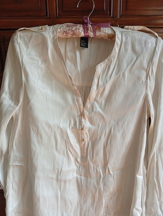Elegancka bluzka z długim rękawem, H&M ecru
