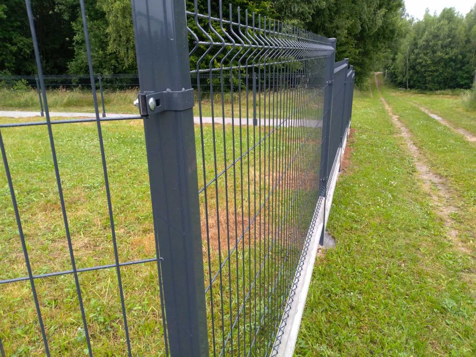 Ogrodzenie panelowe z podmurówką, Panel 3D 4mm, Podmurówka, Słupek