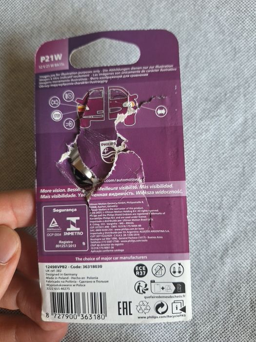 2 Lâmpadas Philips P21W 12V