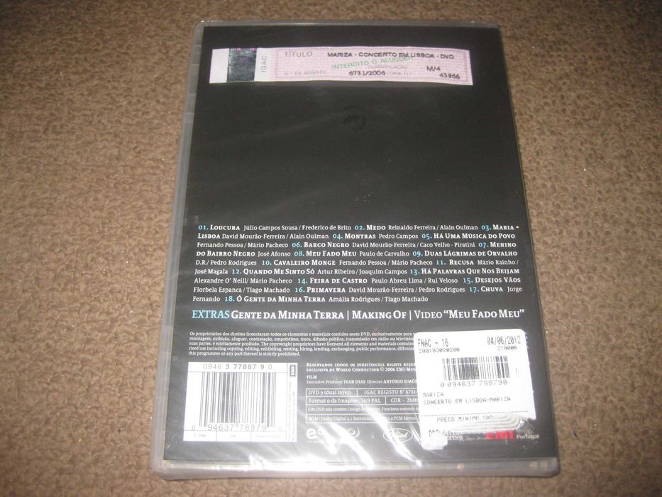 DVD da Mariza "Concerto em Lisboa" Selado!