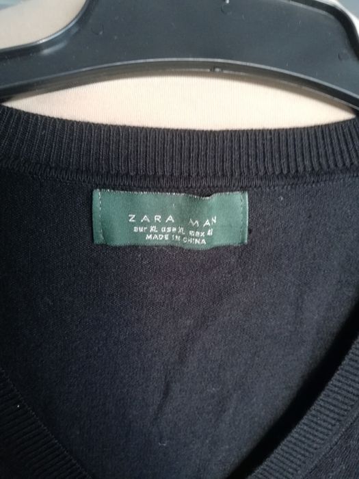 R. XL Zara czarny sweterek kardigan męski dekold w serek