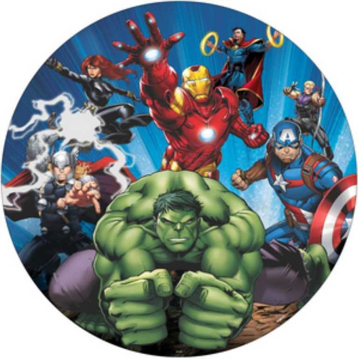 Opłatek na tort Urodziny Hulk Ironman CPT. Ameryka Spiderman