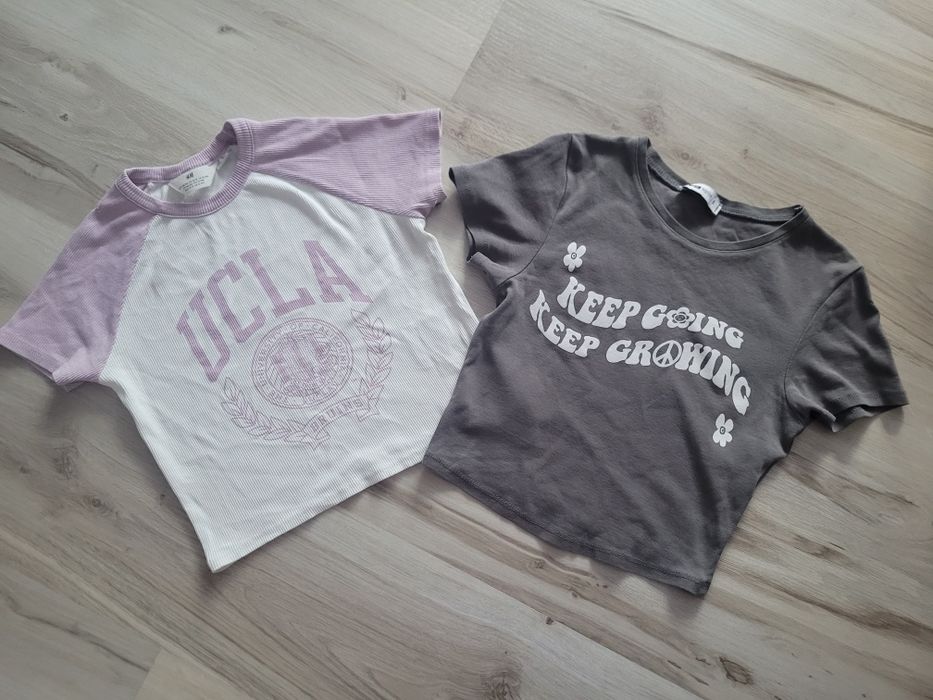 Zestaw 2 topów bluzek na krótki rękaw dla dziewczynki 164 H&M  New Yor