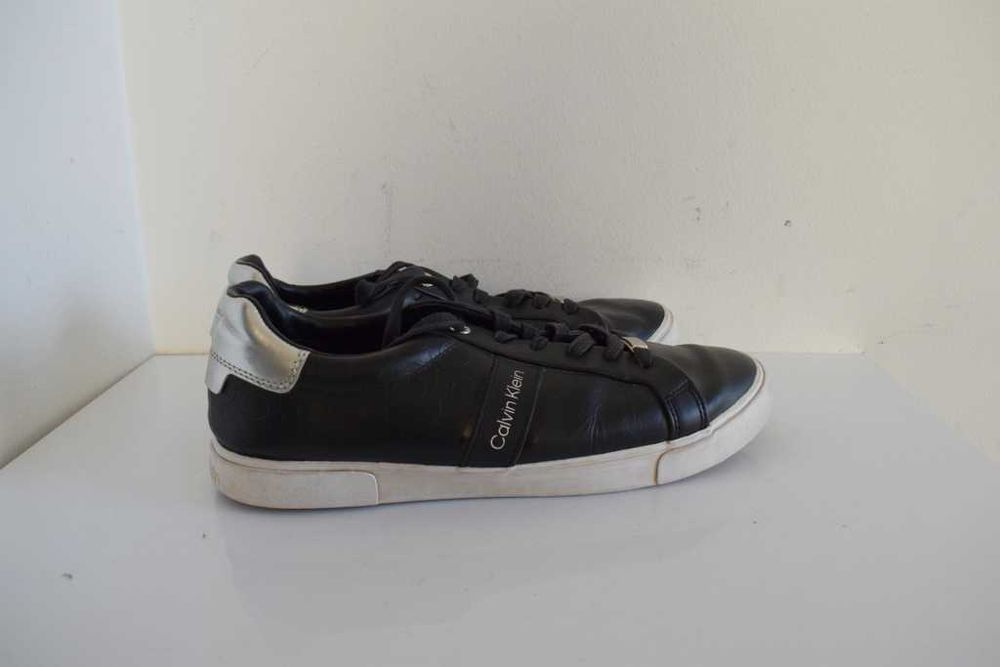 CalvinKlein sneakersy czarne  Low Pro Lace Up monogram ck 41 skórzane