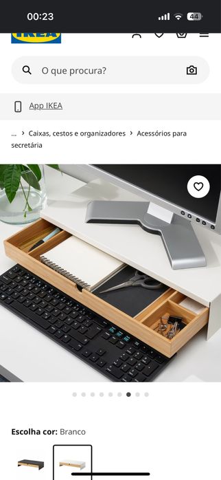 ELLOVEN Suporte do monitor c/gaveta, branco