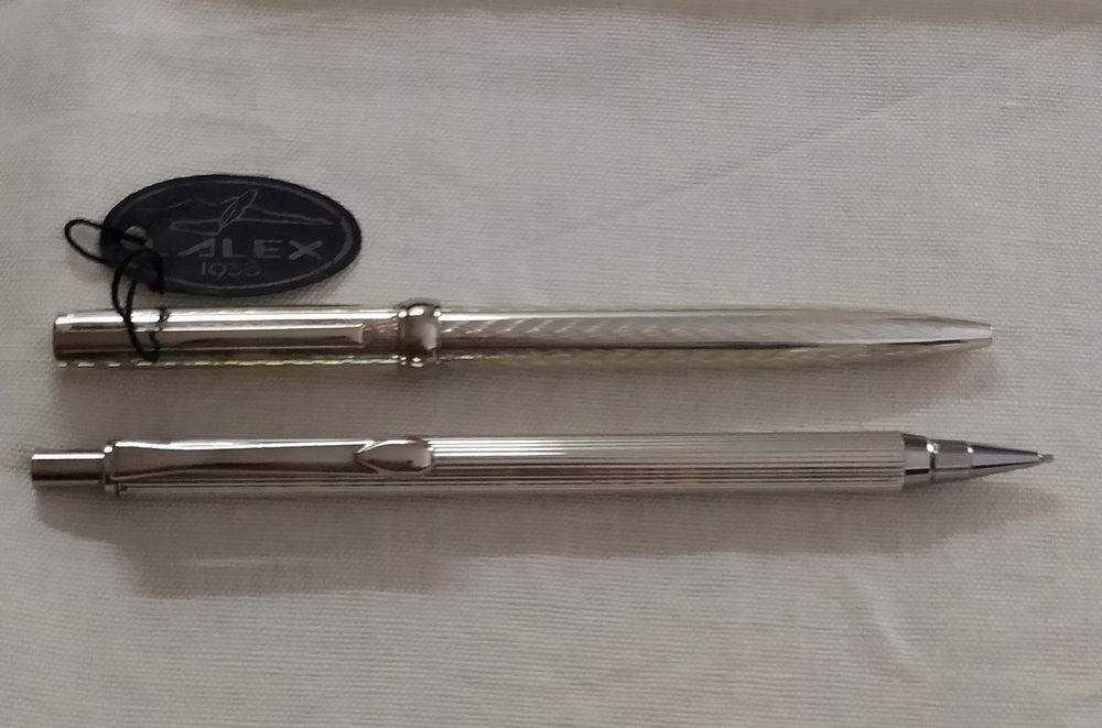 Conjunto de caneta e lapiseira em prata Lalex 1938