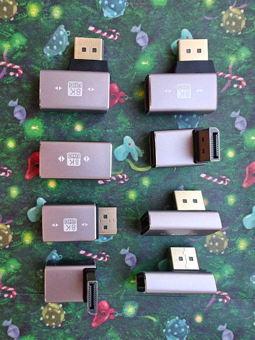 Переходник угол бок прямой HDMI 2.1 Display Port 1.4 8K 60 Hz