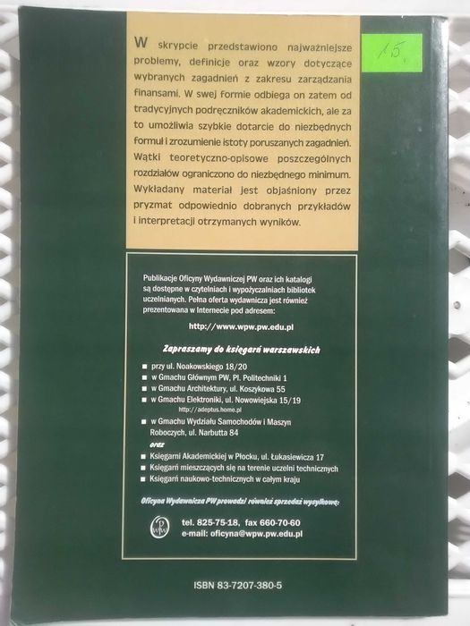 Zarządzanie finansami. Wybrane zagadnienia.