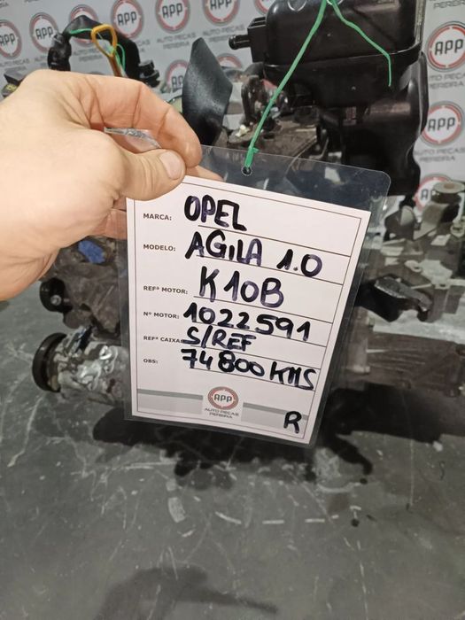 Motor Opel Agila de 2009, referência K10B, aproximadamente 75 000 KMS.
