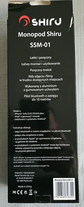 SHIRU Selfie Stick Monopod bezprzewodowy + pilot
