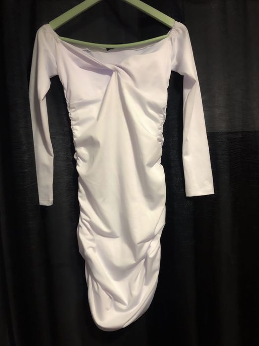 Vestido Branco Justo com Franzido | SHEIN | Tamanho S