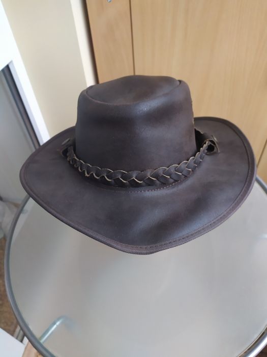 Ковбойская байкерская шляпа кожаная р. 56 - 58 коричневая ОЛХ доставка