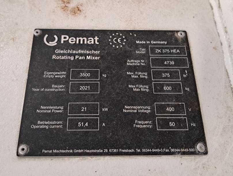Mieszalnik do betonu PEMAT ZK 375 HEA