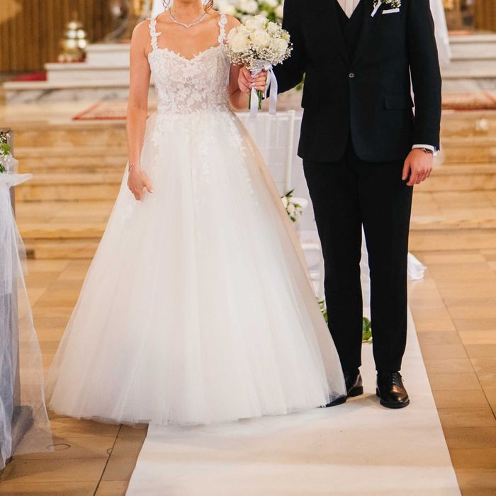 Elegancka suknia ślubna szyta na miarę | Stan idealny
