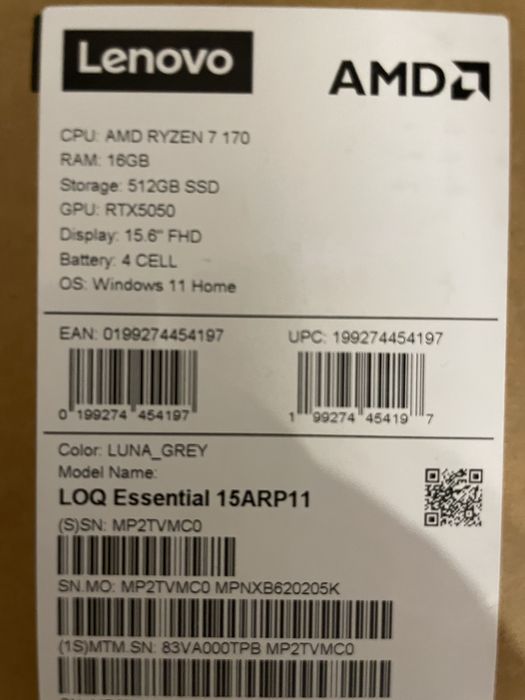 Laptop LENOVO RTX 5050 RAM 16GB DDR5