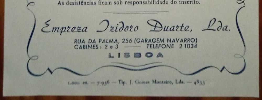 Antigo Prospeto da Empreza Izidoro Duarte