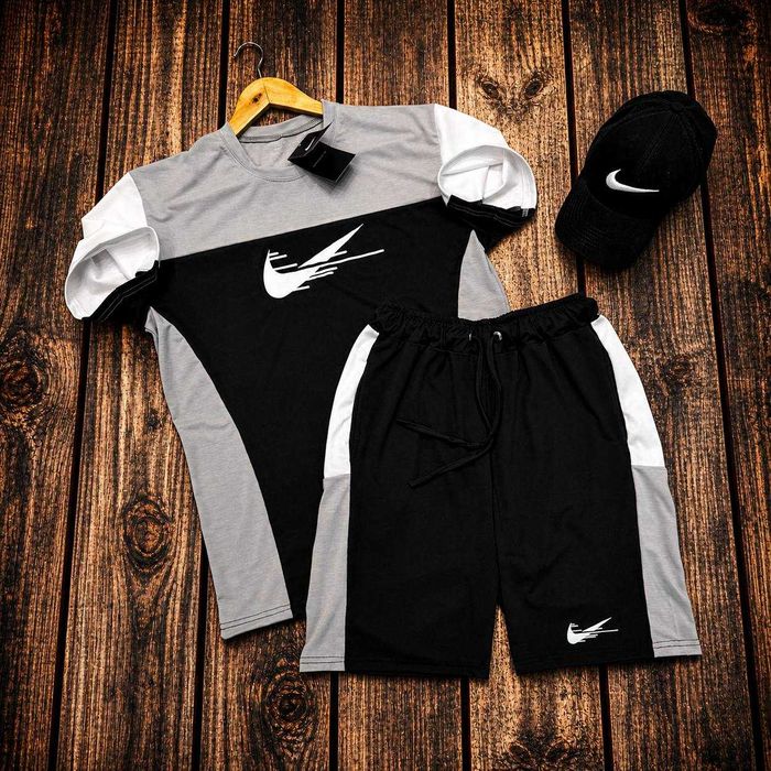 Чоловічий літній костюм Nike футболка та шорти на літо | Спортивный летний комплект мужской Найк на лето футболка и шорты S M L XL XXL