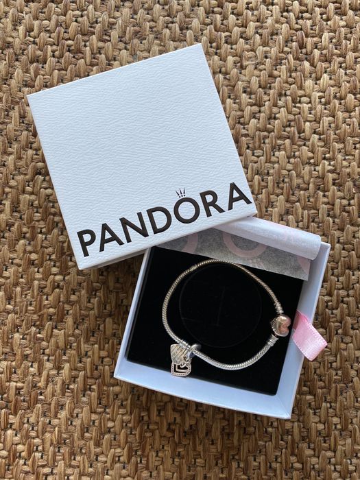 Pandora bransoletka z sercem o splocie wężykowym + charms gratis tanio