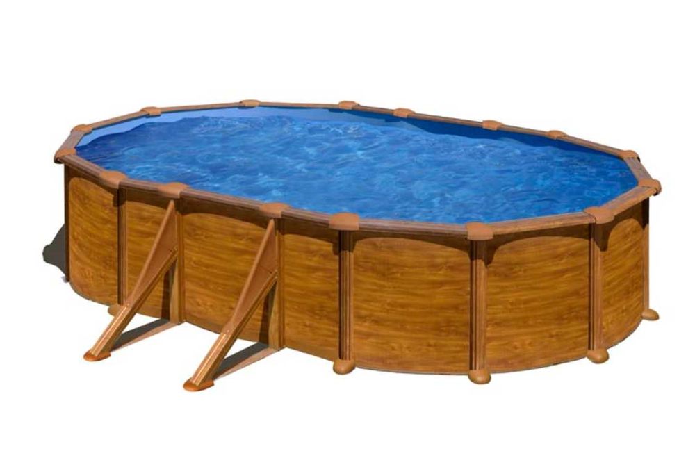 Piscina Gre (Ref: KITPROV618WO) de superficie (610x375x132 cm), parede de aço imitação madeira, NOVA