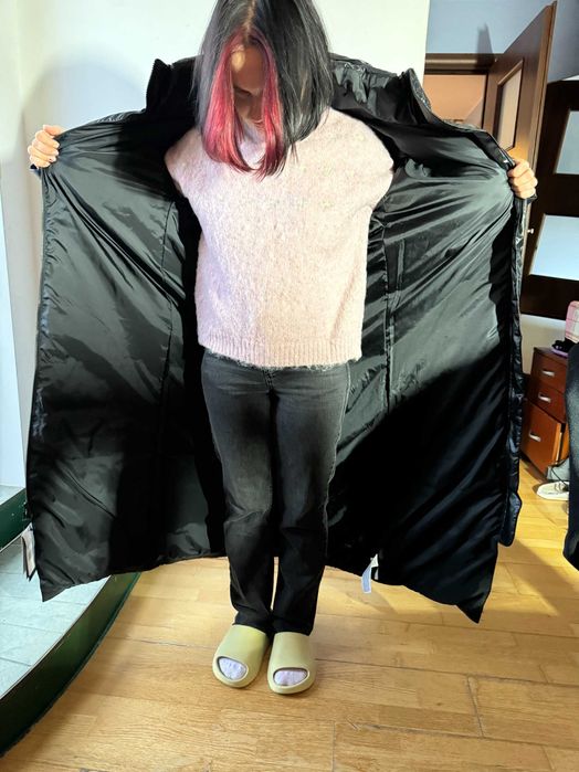 Czarny długi puchowy płaszcz Nike Nowy